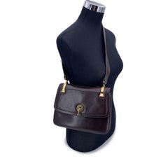 Gucci Vintage Chocolate Brown Leather Flap Shoulder Bag