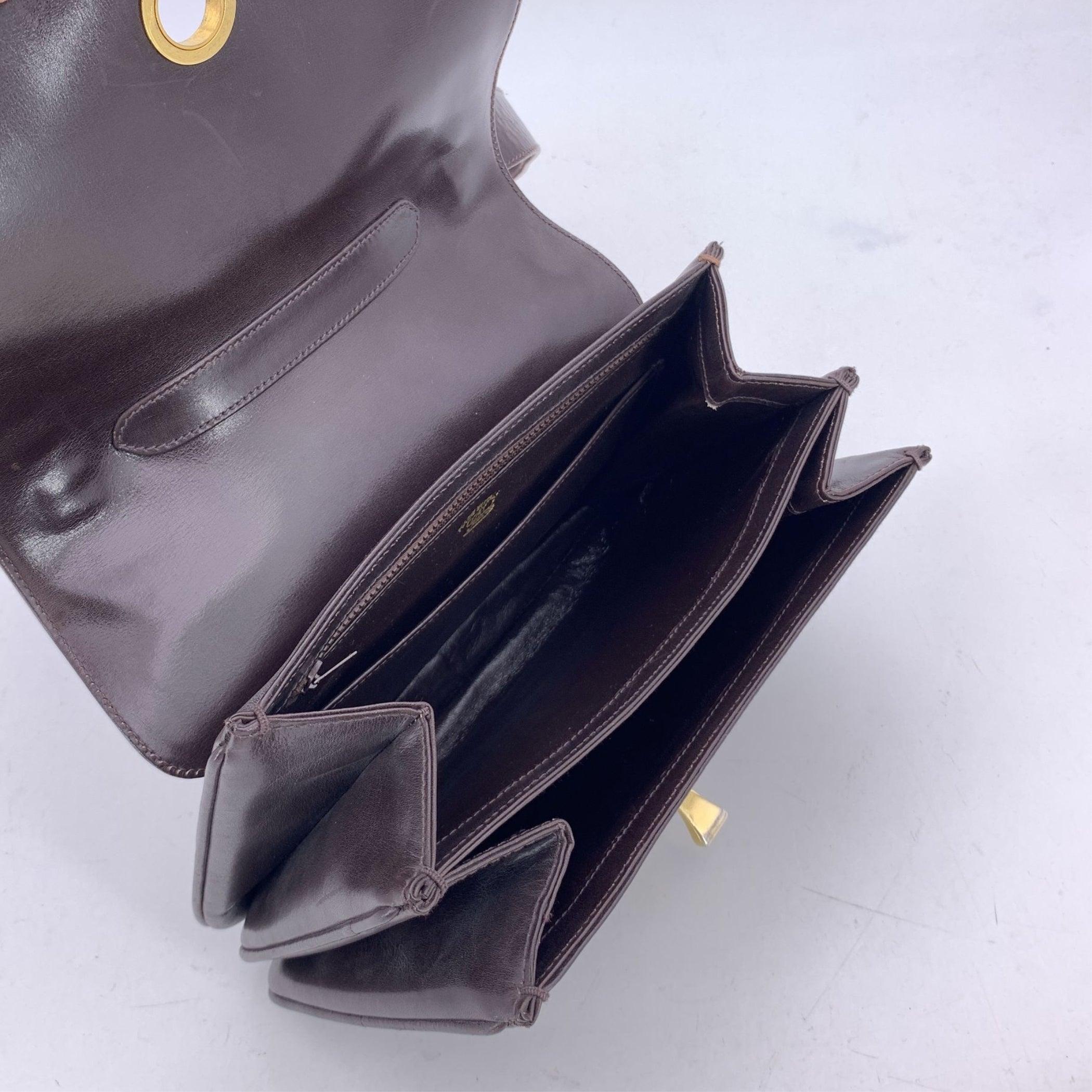 De las mujeres Bolso Vintage Gucci con Solapa de Piel Marrón Chocolate en venta