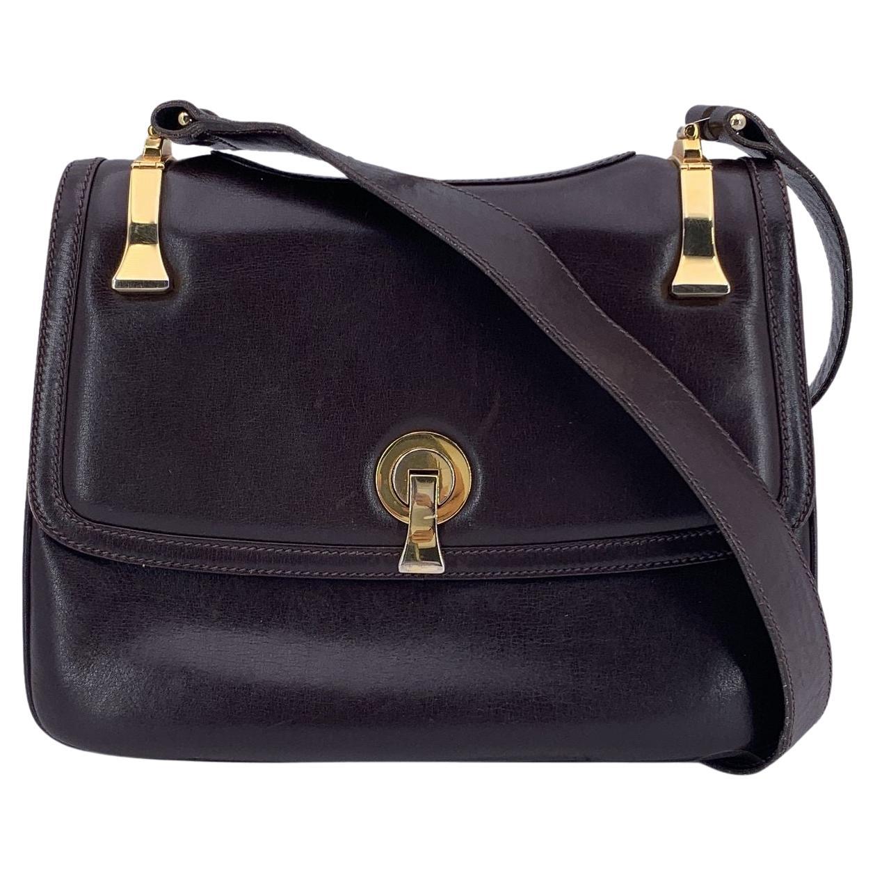 Bolso Vintage Gucci con Solapa de Piel Marrón Chocolate en venta