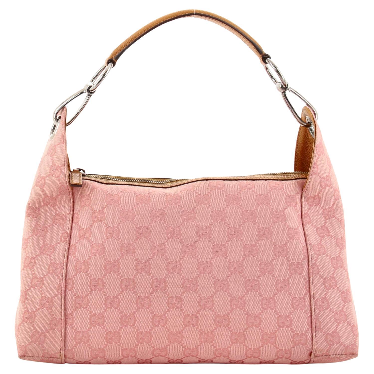 Gucci Vintage Clasp Handle Hobo GG Canvas Large