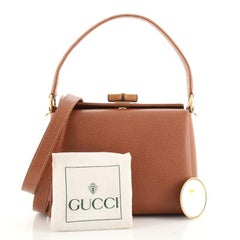 Gucci Vintage Convertible Bamboo Box Crossbody Bag Leather Small
