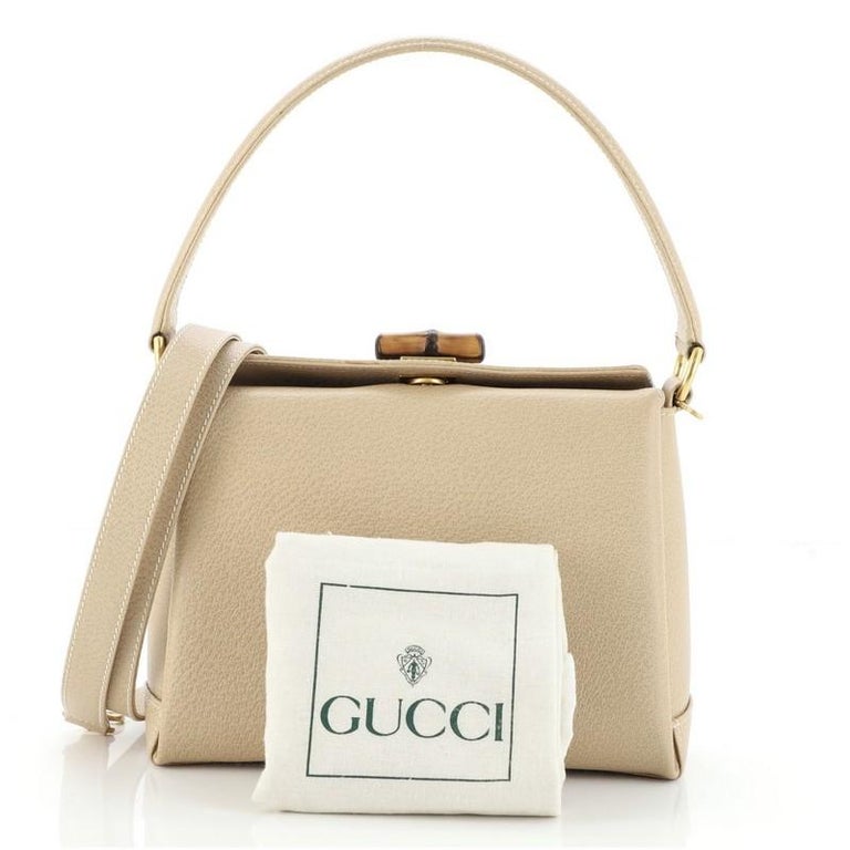 Gucci Vintage Convertible Bamboo Box Crossbody Bag Leather Small