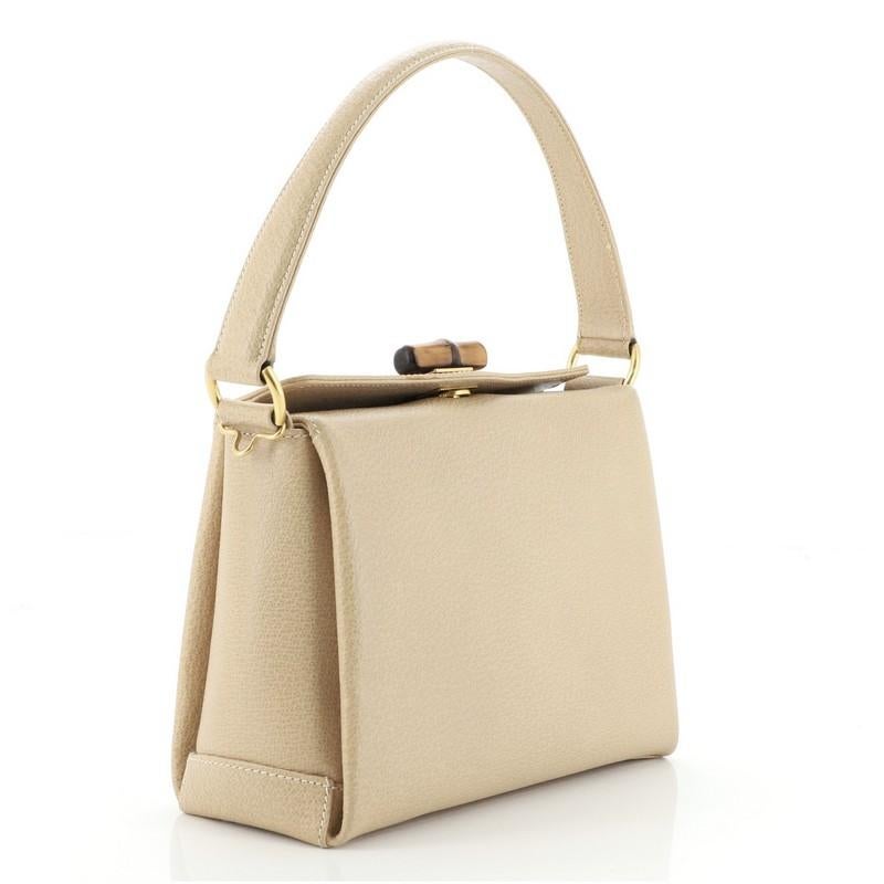 Gucci Vintage Convertible Bamboo Box Umhängetasche Leder Klein (Beige)