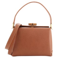 Gucci Vintage Convertible Bamboo Box Crossbody Bag Leather Small