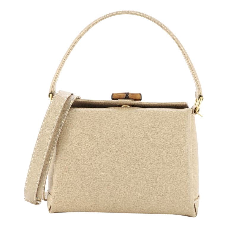 Gucci Vintage Convertible Bamboo Box Umhängetasche Leder Klein