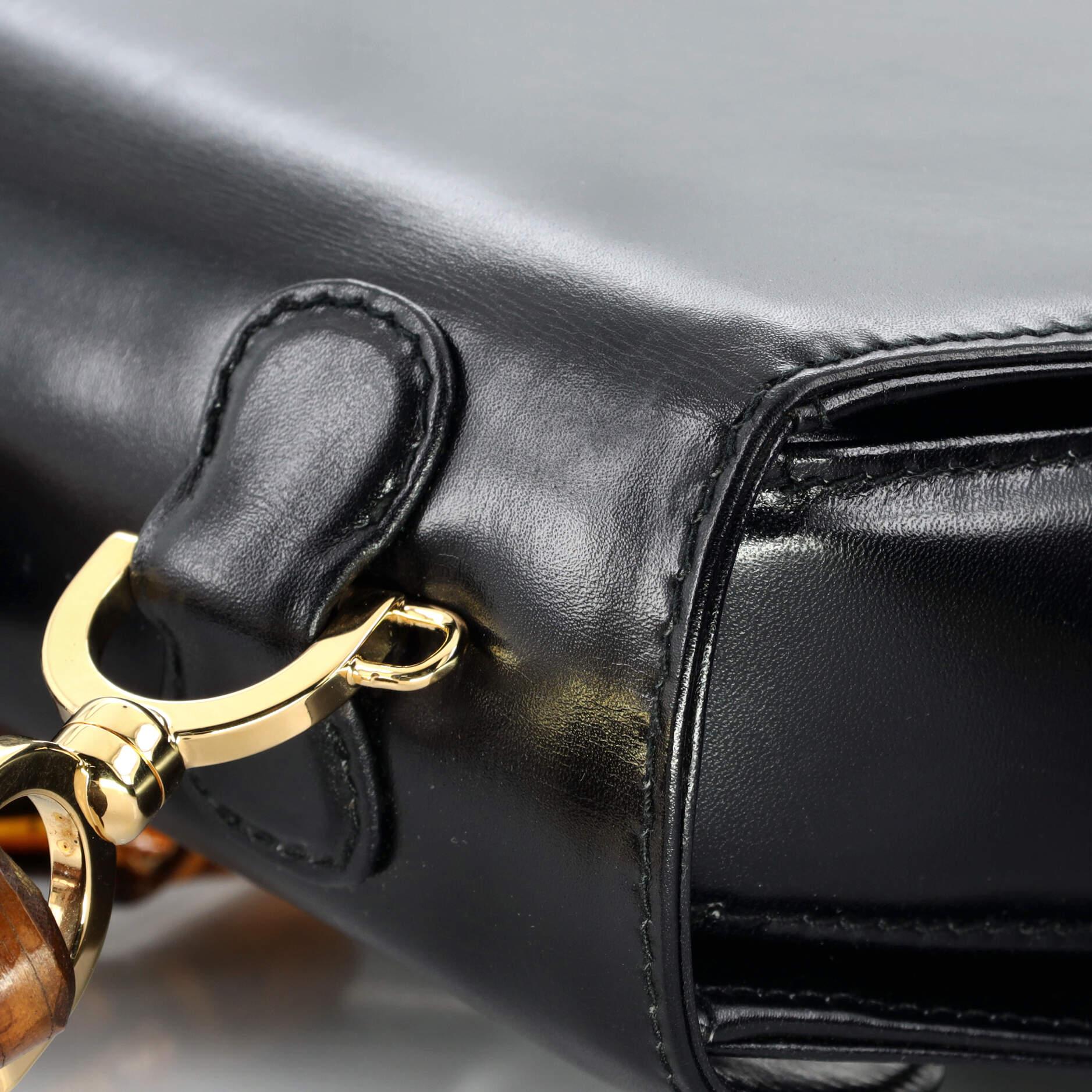 Gucci Vintage Convertible Bamboo Top Handle Bag Leather Medium 2