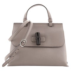 Gucci Vintage Convertible Bamboo Top Handle Bag Leather Small
