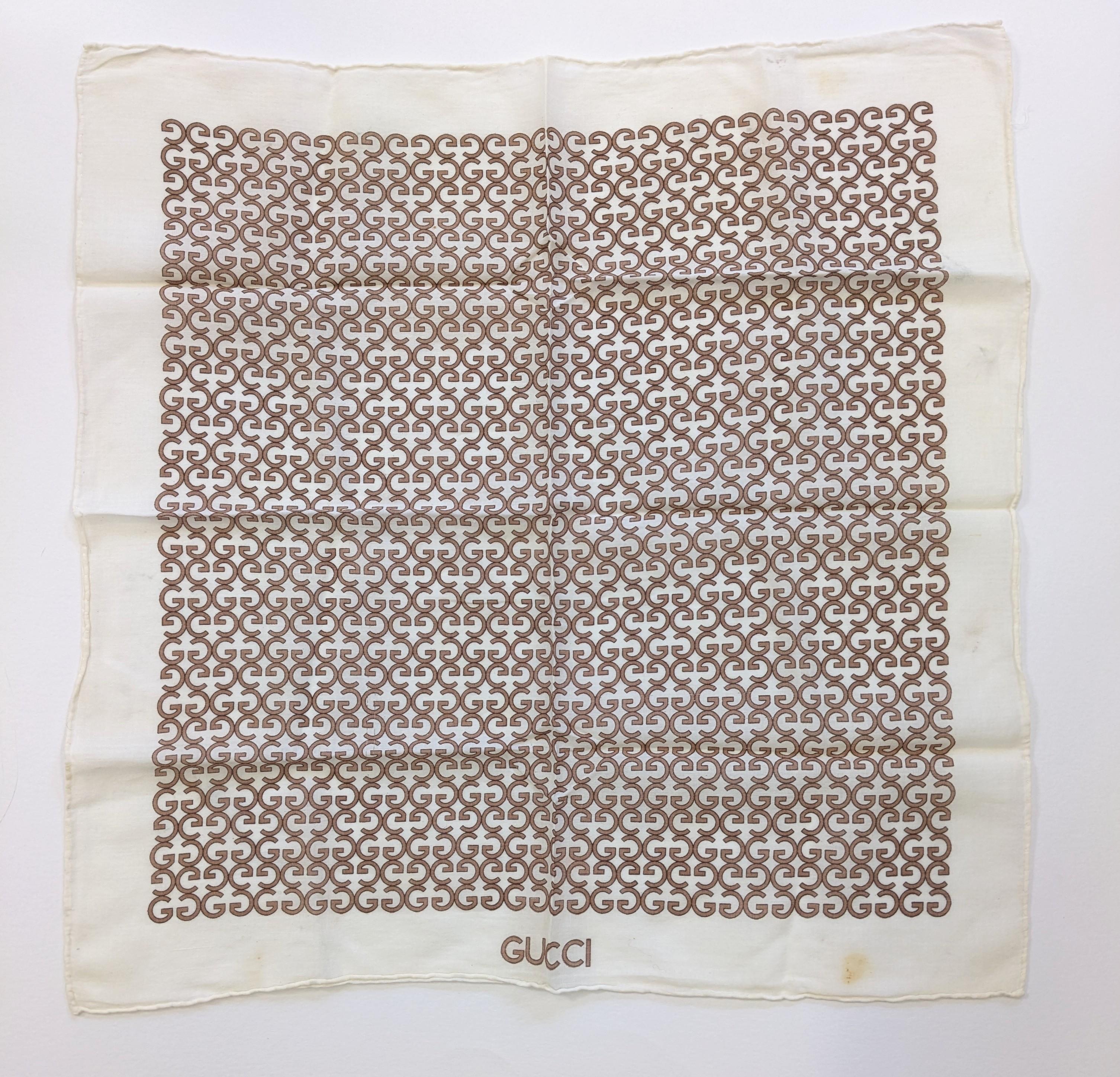Gray Gucci Vintage Cotton Batiste Logo Scarves