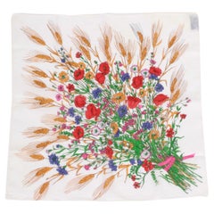 Gucci Vintage Cotton Bouquet White Scarf