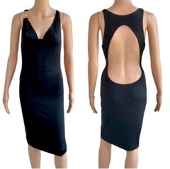 Gucci Vintage Crystal Embellished Horsebit Cutout Back Bodycon Black Dress