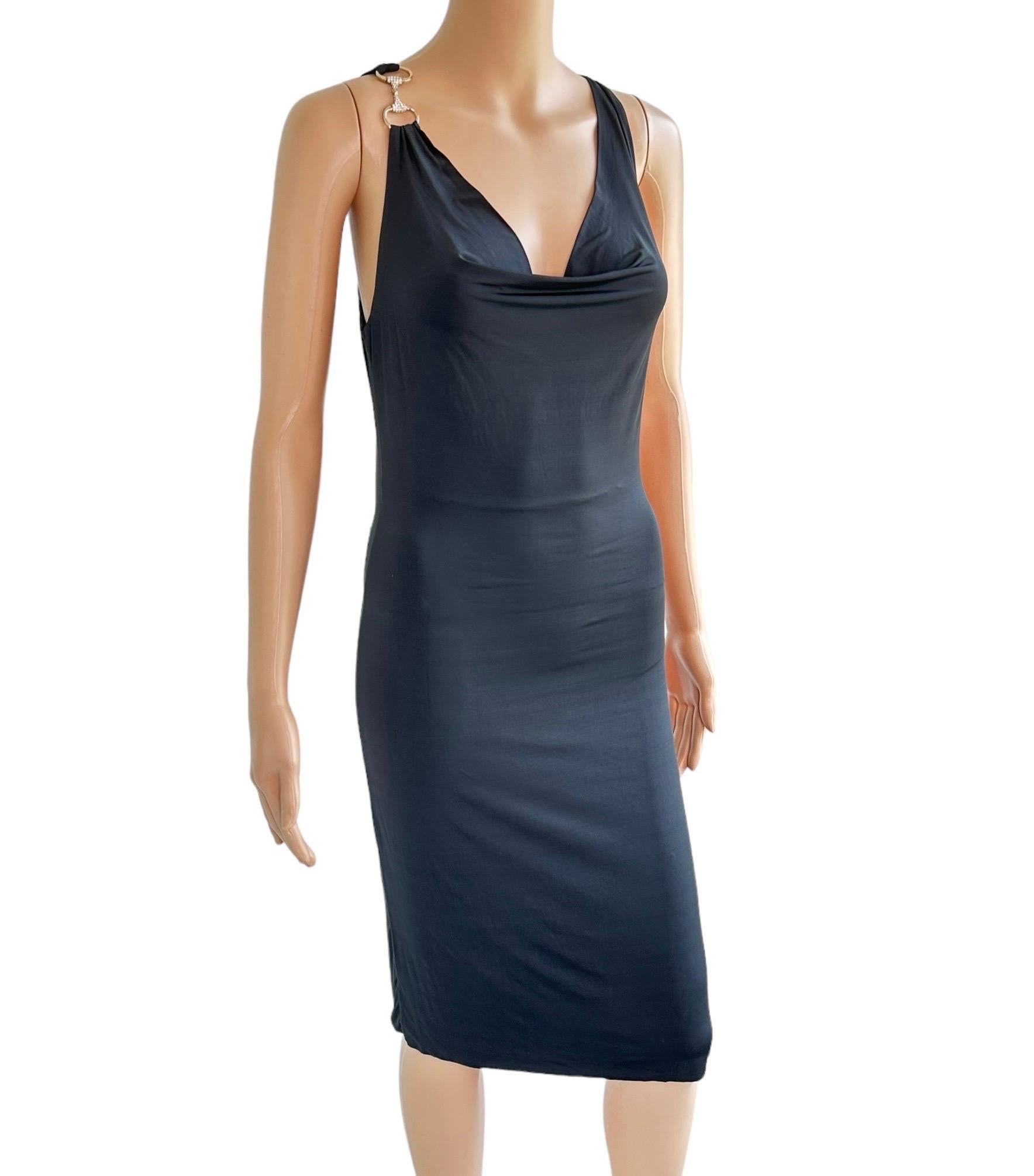 Gucci Vintage Vestido Negro Bodycon Espalda Recortada Herradura Adornada con Cristales en Bueno estado para la venta en Naples, FL