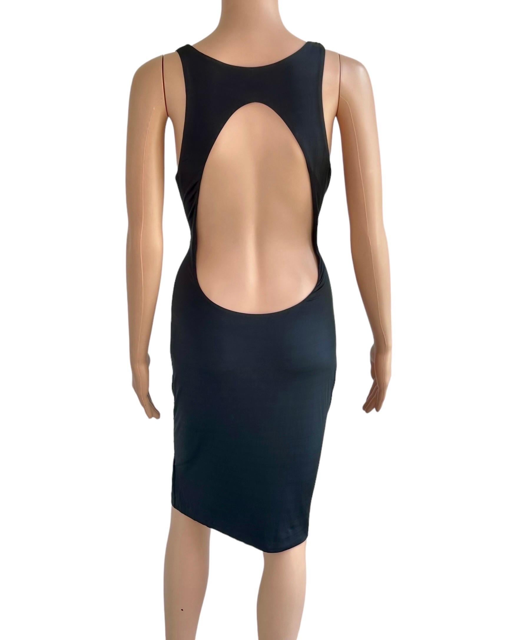 De las mujeres Gucci Vintage Vestido Negro Bodycon Espalda Recortada Herradura Adornada con Cristales en venta
