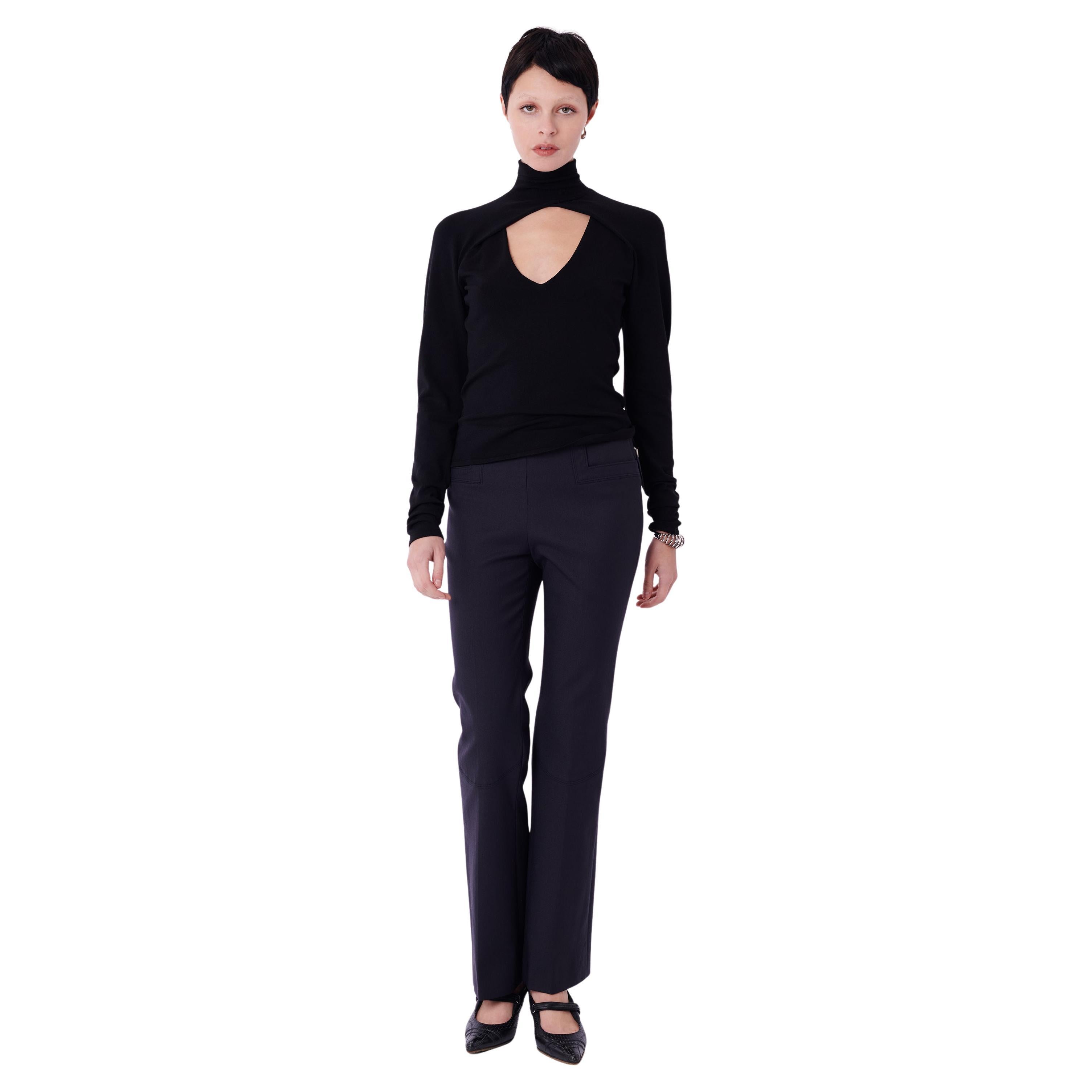 Gucci Vintage Cutout Turtleneck Long Sleeve Silk Top For Sale