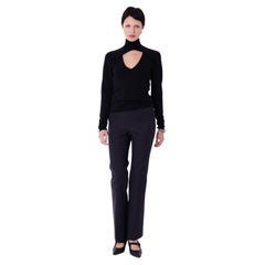 Gucci Vintage Cutout Turtleneck Long Sleeve Silk Top
