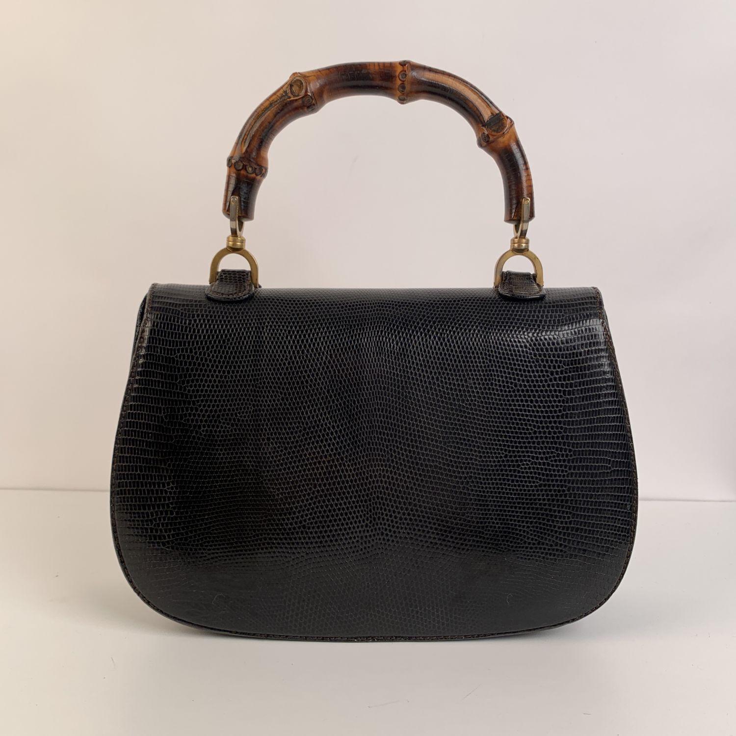 Gucci Vintage Dark Brown Leather Bamboo Top Handle Bag 1