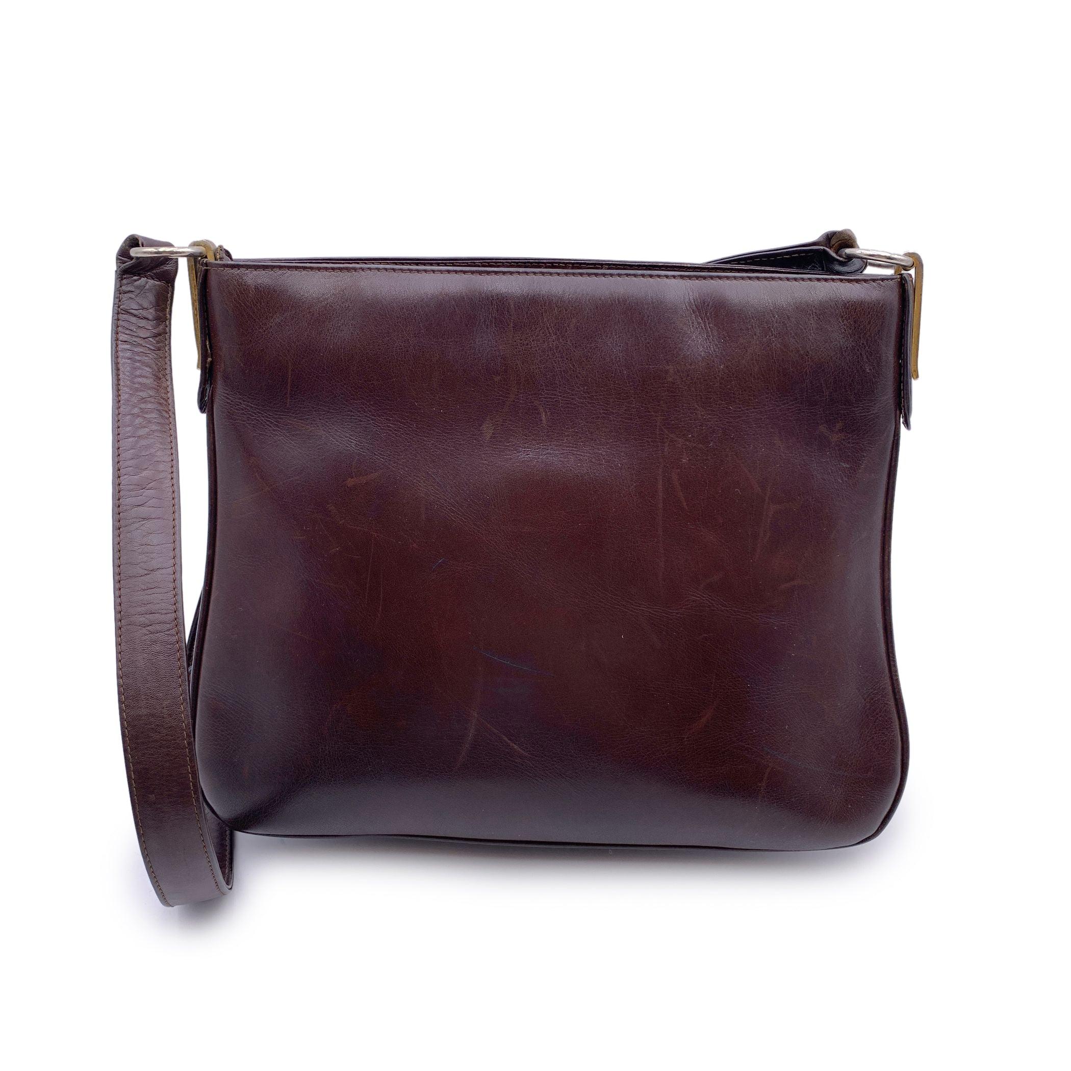 Gucci Vintage Dark Brown Leather Shoulder Bag Handbag In Fair Condition In Rome, Rome