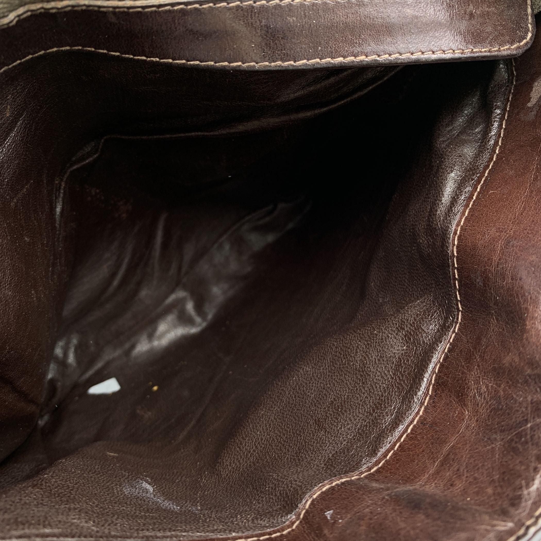 Gucci Vintage Dark Brown Leather Shoulder Bag Handbag For Sale 1
