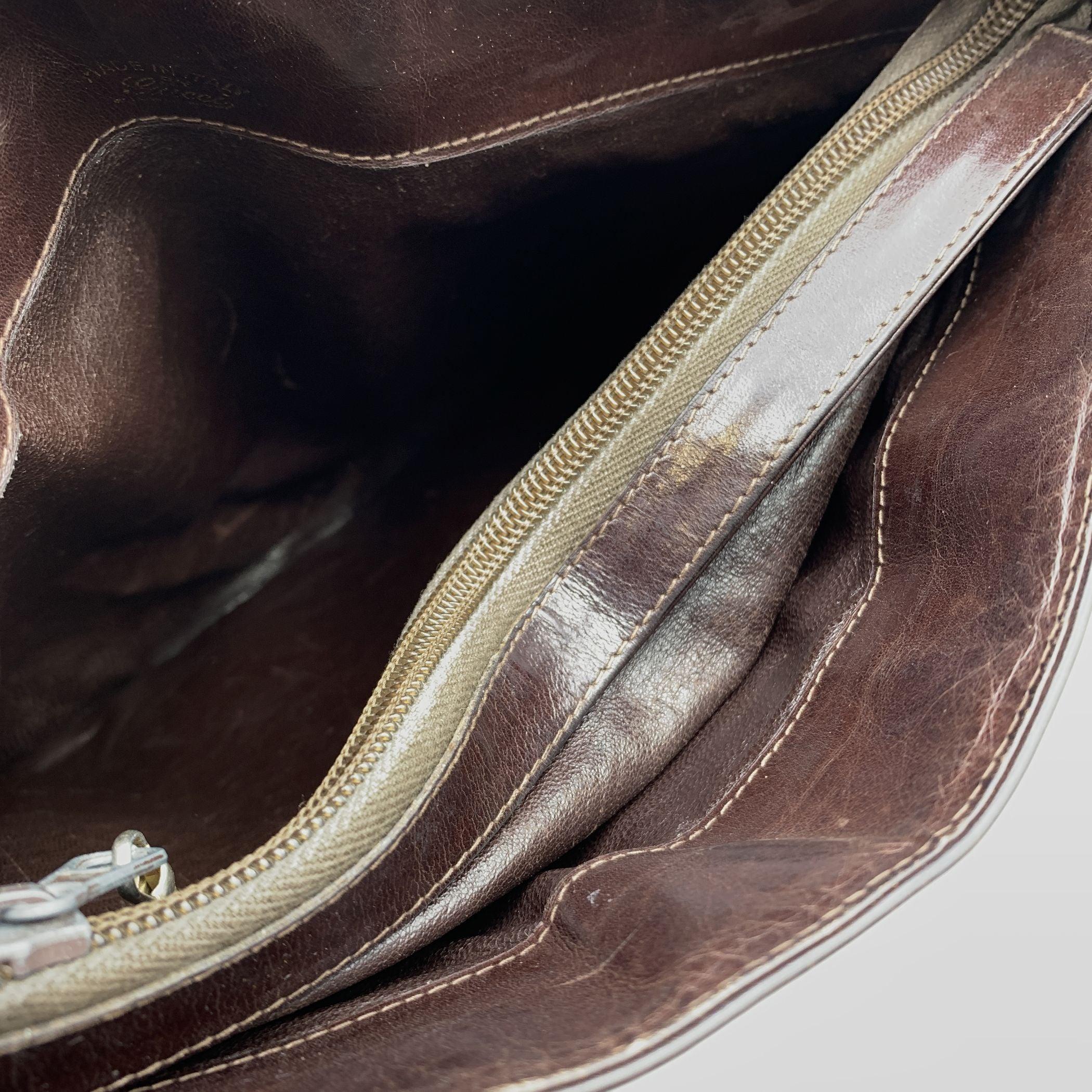 Gucci Vintage Dark Brown Leather Shoulder Bag Handbag For Sale 2
