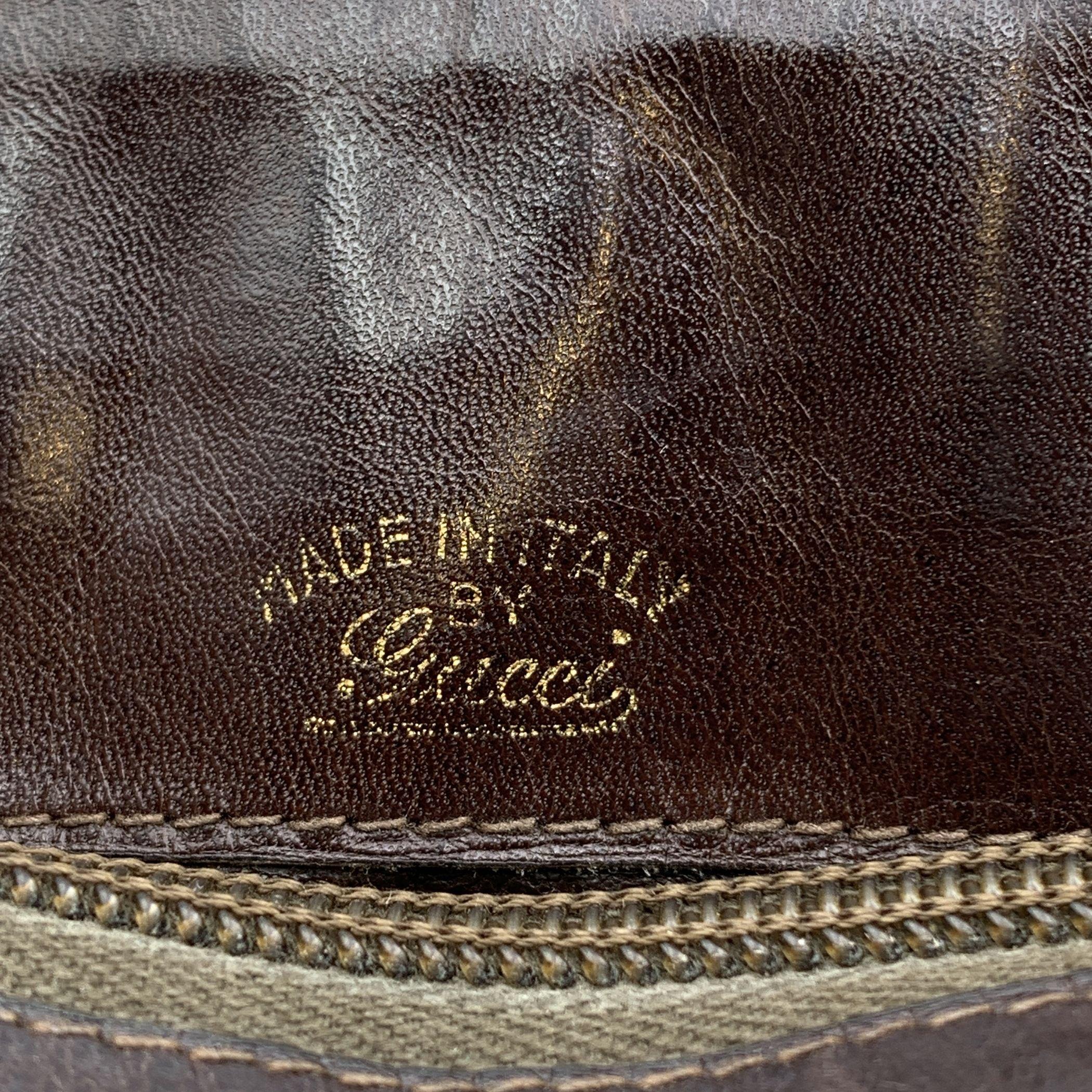Gucci Vintage Dark Brown Leder Umhängetasche Handtasche im Angebot 3