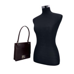 Gucci Vintage Dark Brown Leather Square G Handbag Shoulder Bag