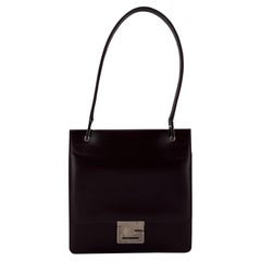 Gucci Vintage Dark Brown Leather Square G Handbag Shoulder Bag Gucci Vintage Dark Brown Leather Square G Handbag Shoulder Bag