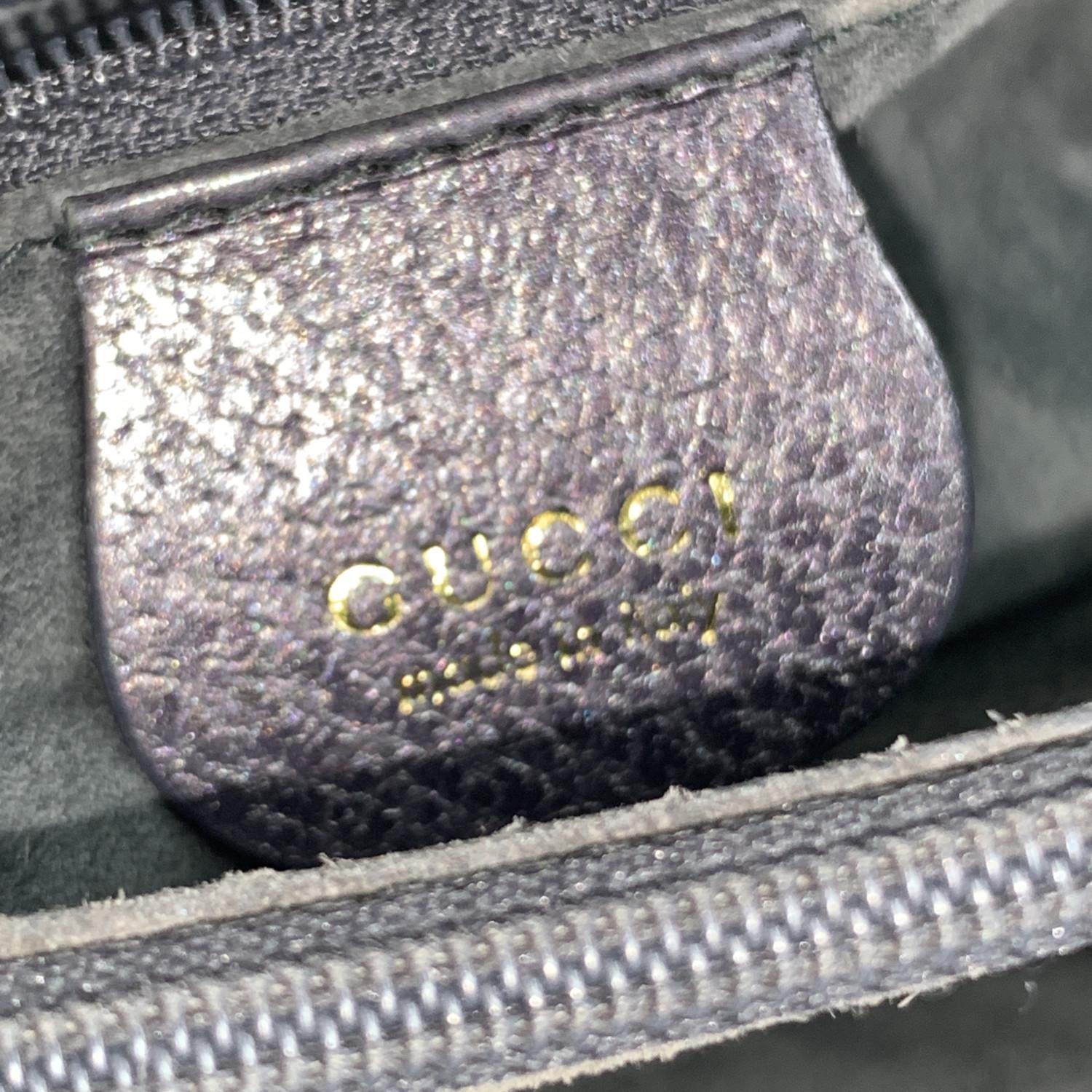 Gucci Vintage Dark Grey Leather Bamboo Princess Diana Tote Bag 6