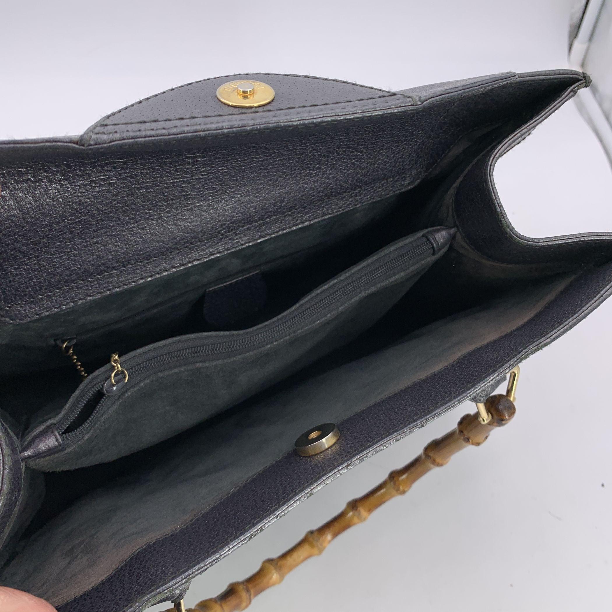 Women's Gucci Vintage Dark Grey Leather Diana Bamboo Tote Bag For Sale