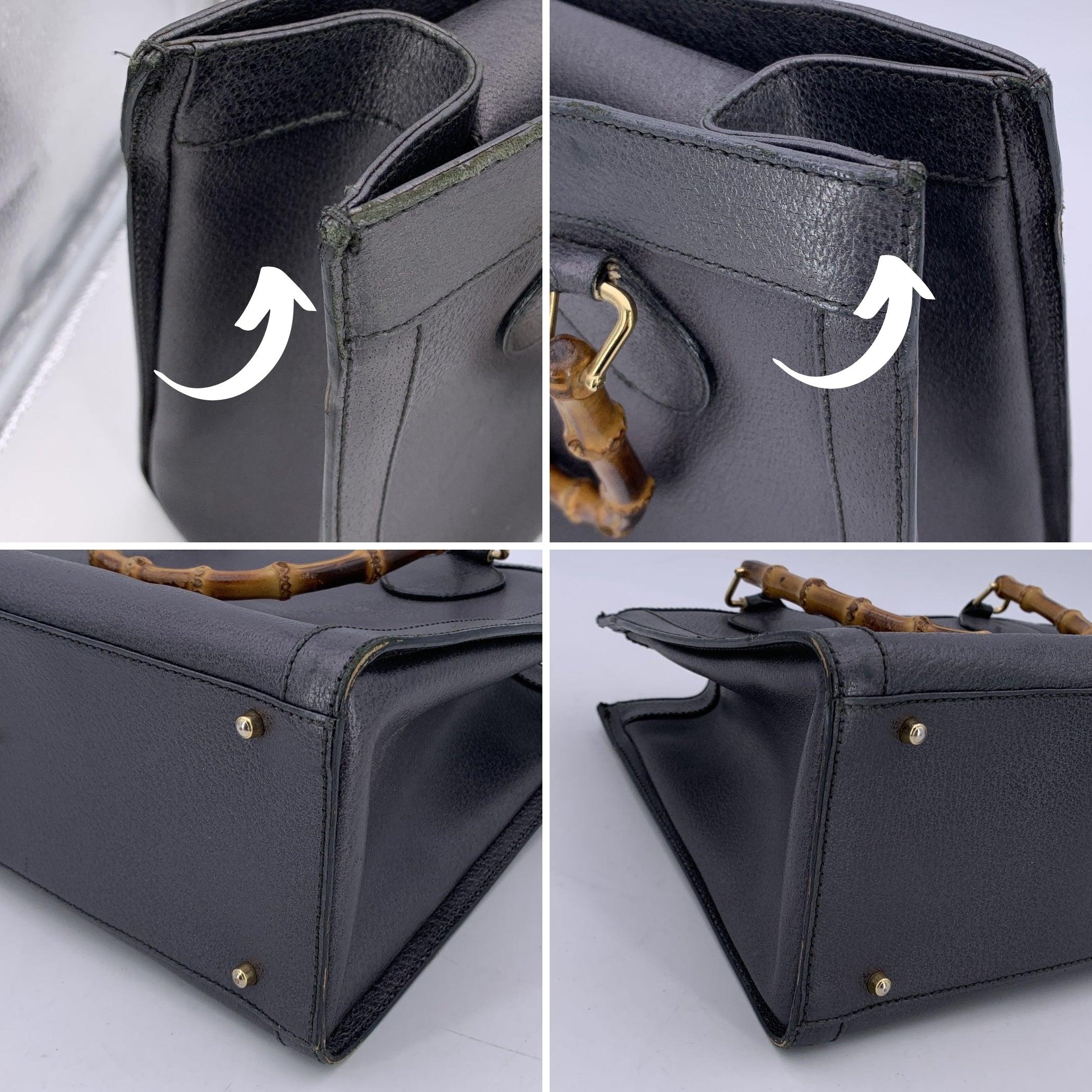 Gucci Vintage Dark Grey Leather Diana Bamboo Tote Bag For Sale 1