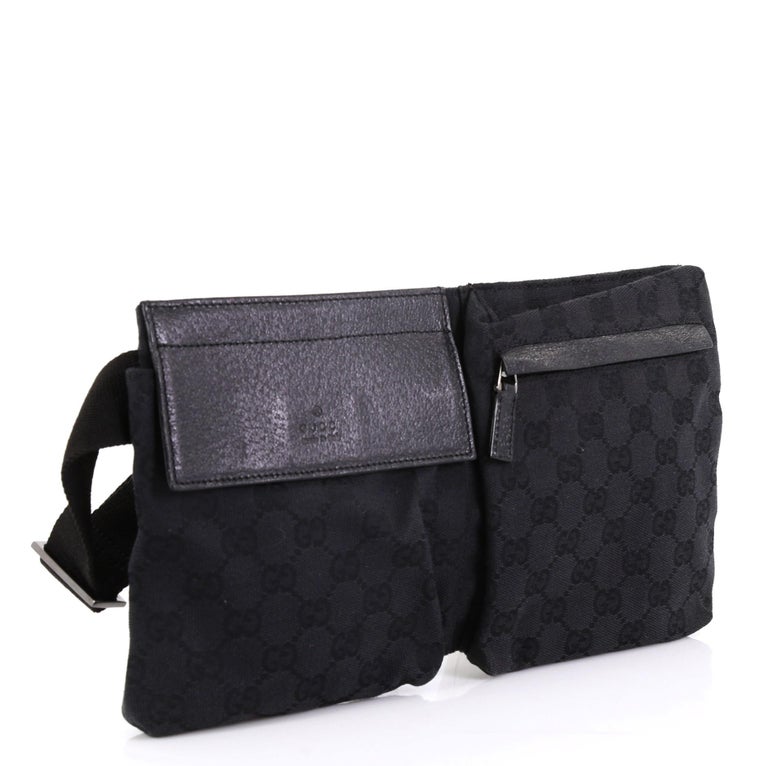 Gucci GG Canvas Double Pocket Belt Bag - Black Waist Bags