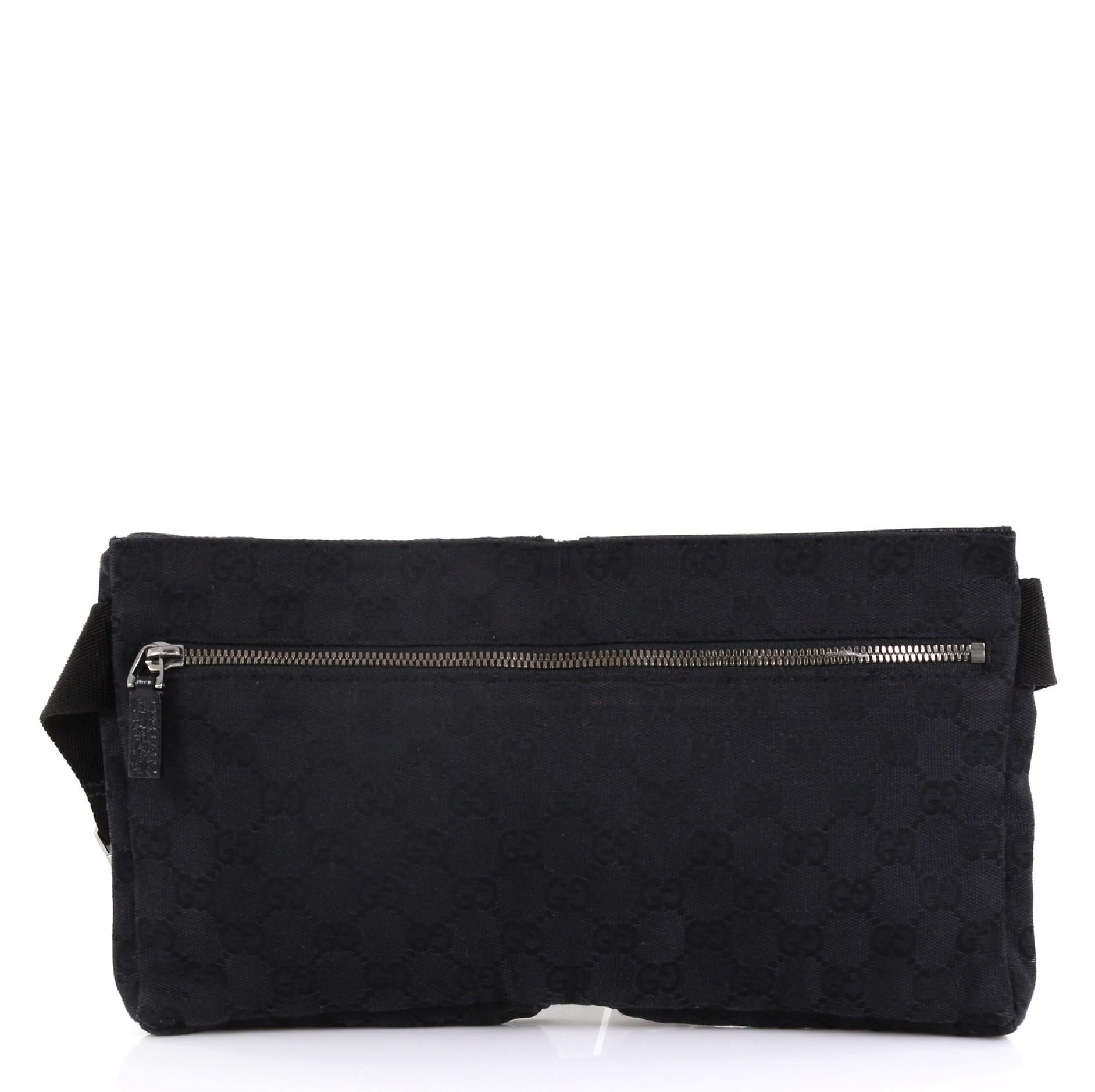 Black Gucci Vintage Double Belt Bag GG Canvas