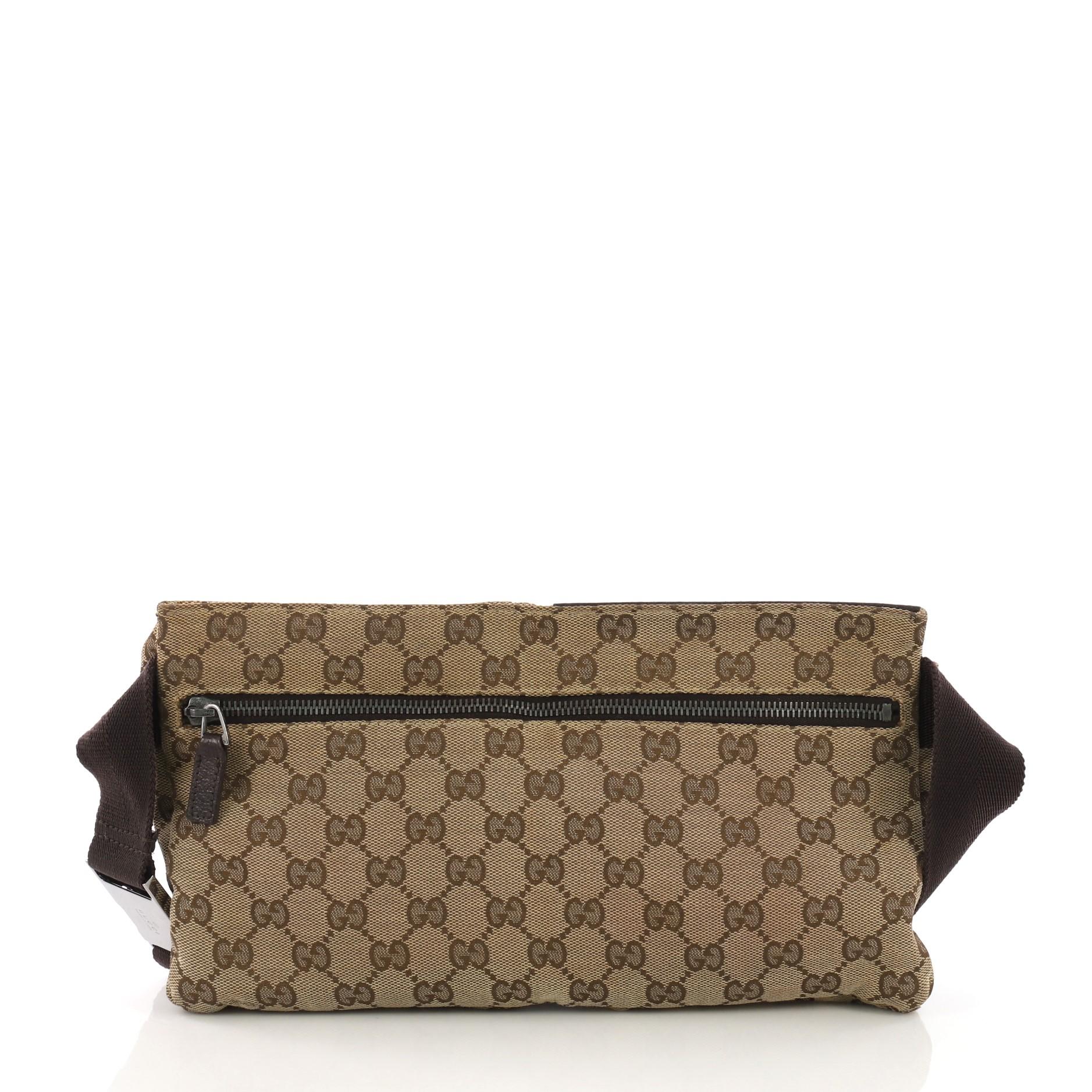 Gucci Vintage Double Belt Bag GG Canvas In Good Condition In NY, NY