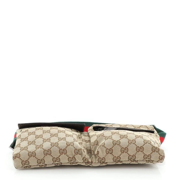Gucci Vintage Double Belt Bag GG Canvas For Sale at 1stdibs