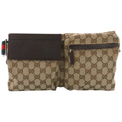 Gucci Vintage Doppelgürteltasche GG aus Segeltuch