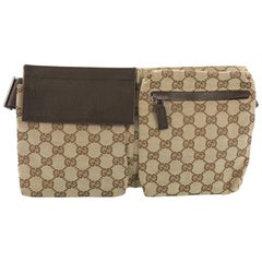 Gucci Vintage Doppelgürteltasche GG aus Segeltuch