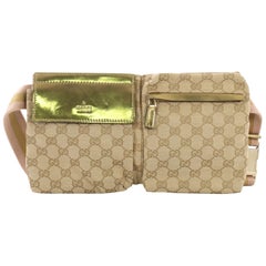 Gucci Vintage Double Belt Bag GG Canvas