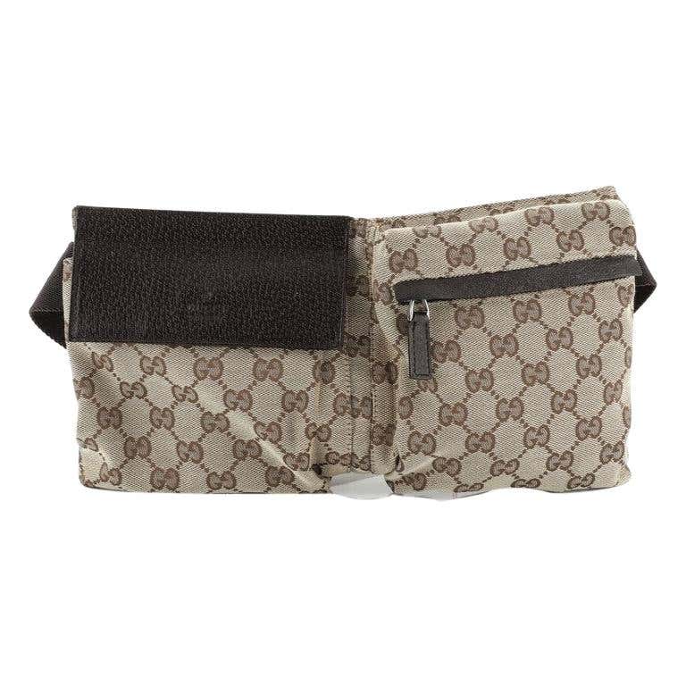 Gucci Vintage Double Belt Bag GG Canvas at 1stDibs | gucci double belt bag