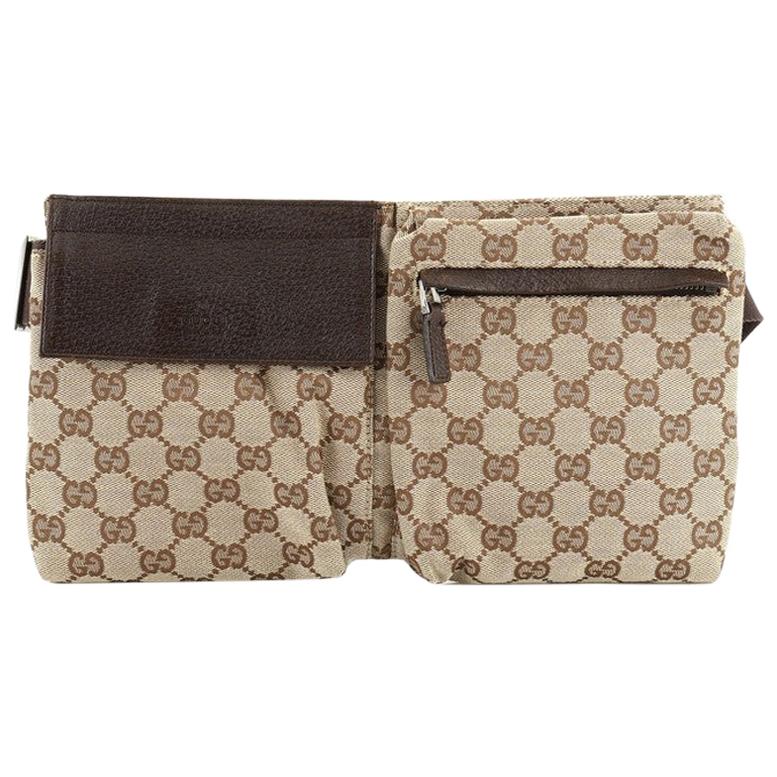 Gucci Vintage Double Belt Bag GG Canvas