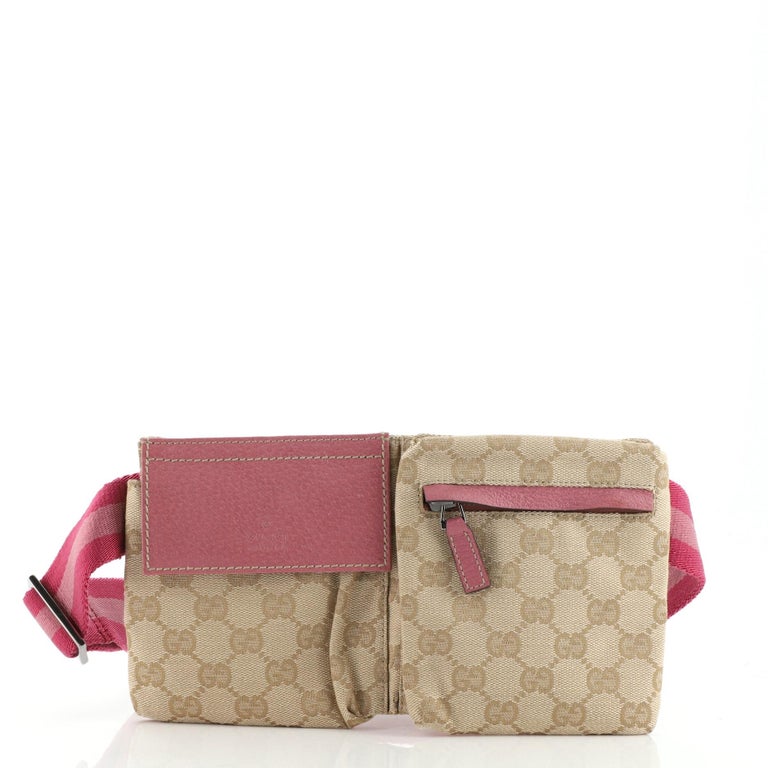 Gucci Vintage Double Belt Bag GG Canvas Small at 1stDibs