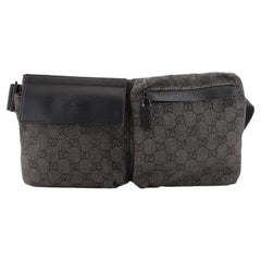 Gucci Vintage Double Belt Bag GG Denim