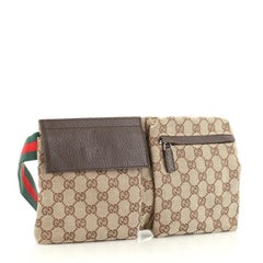Gucci Vintage Double Web Belt Bag Canvas