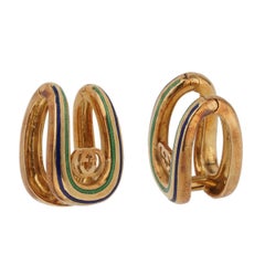 Gemelos Gucci Vintage Esmalte Oro Amarillo 18k