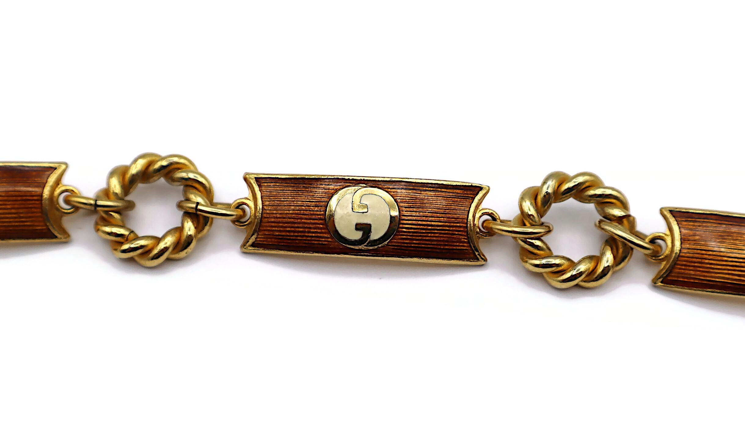 GUCCI Vintage Enamel GG Logo Chain Belt For Sale 3