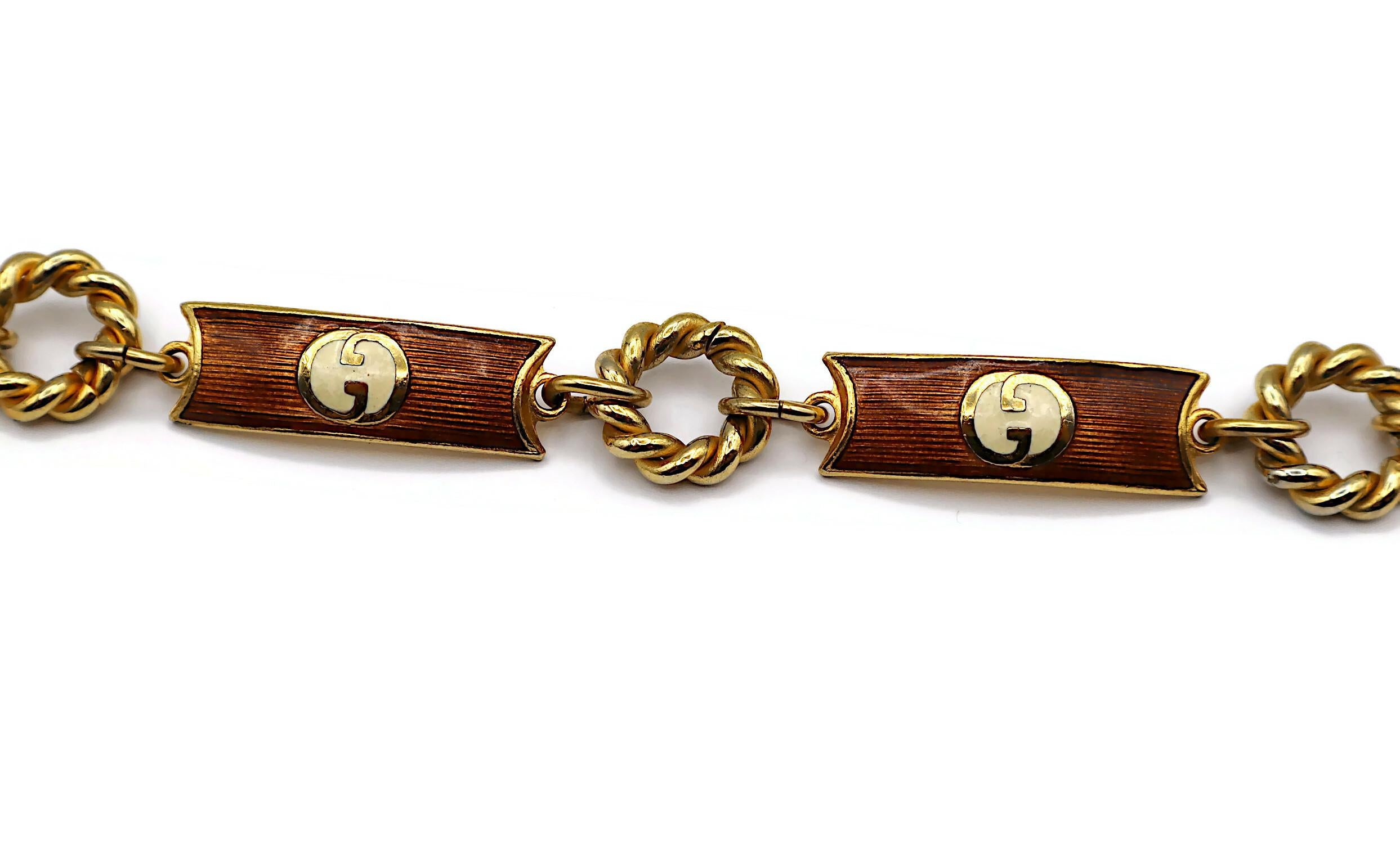 GUCCI Vintage Emaille GG Logo Kettengürtel im Angebot 3