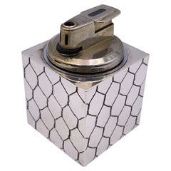 Gucci Vintage Engraved Silver Metal Table Lighter Home Decor