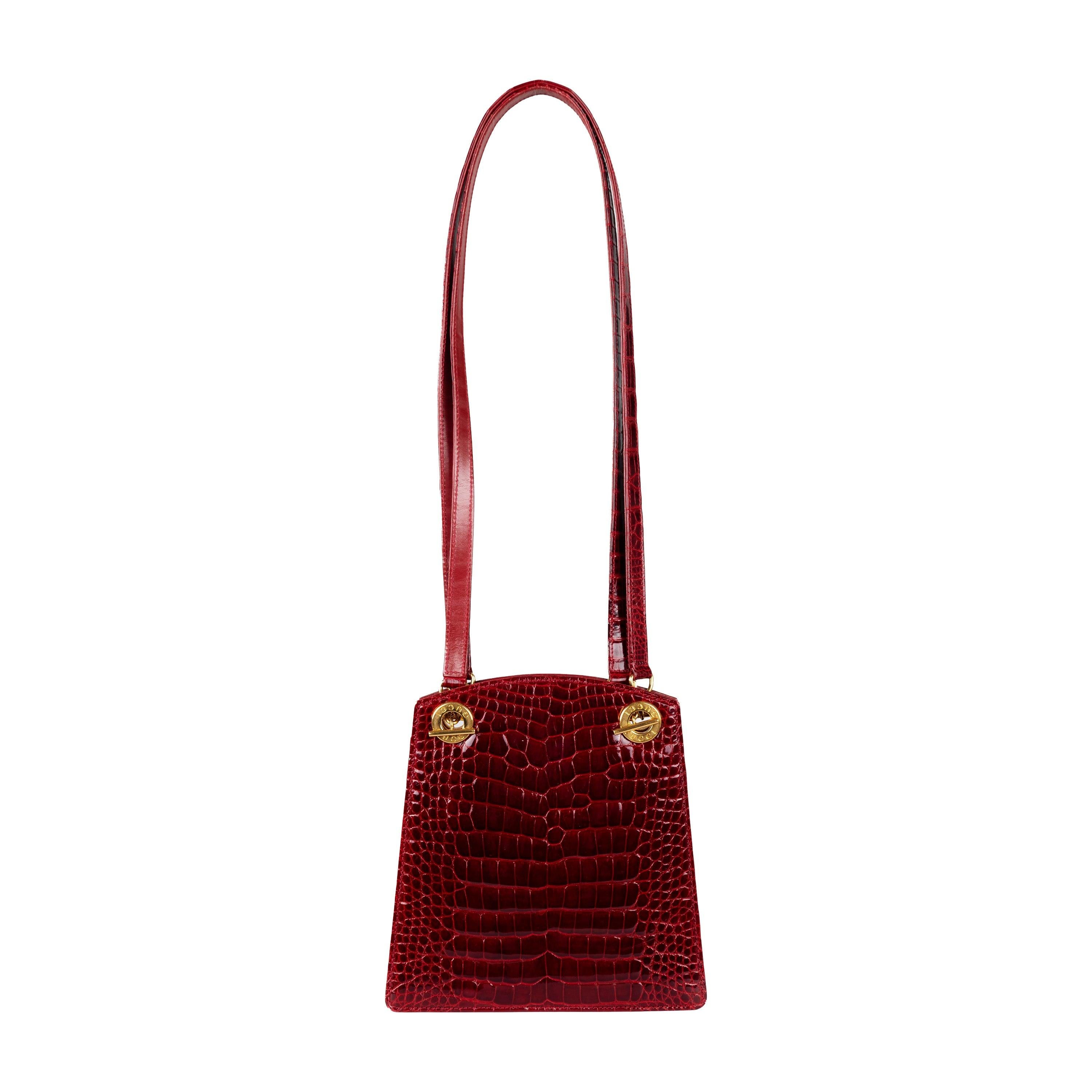 Gucci Vintage Exotische Leder-Umhängetasche aus Leder - 80er Jahre (Rot) im Angebot