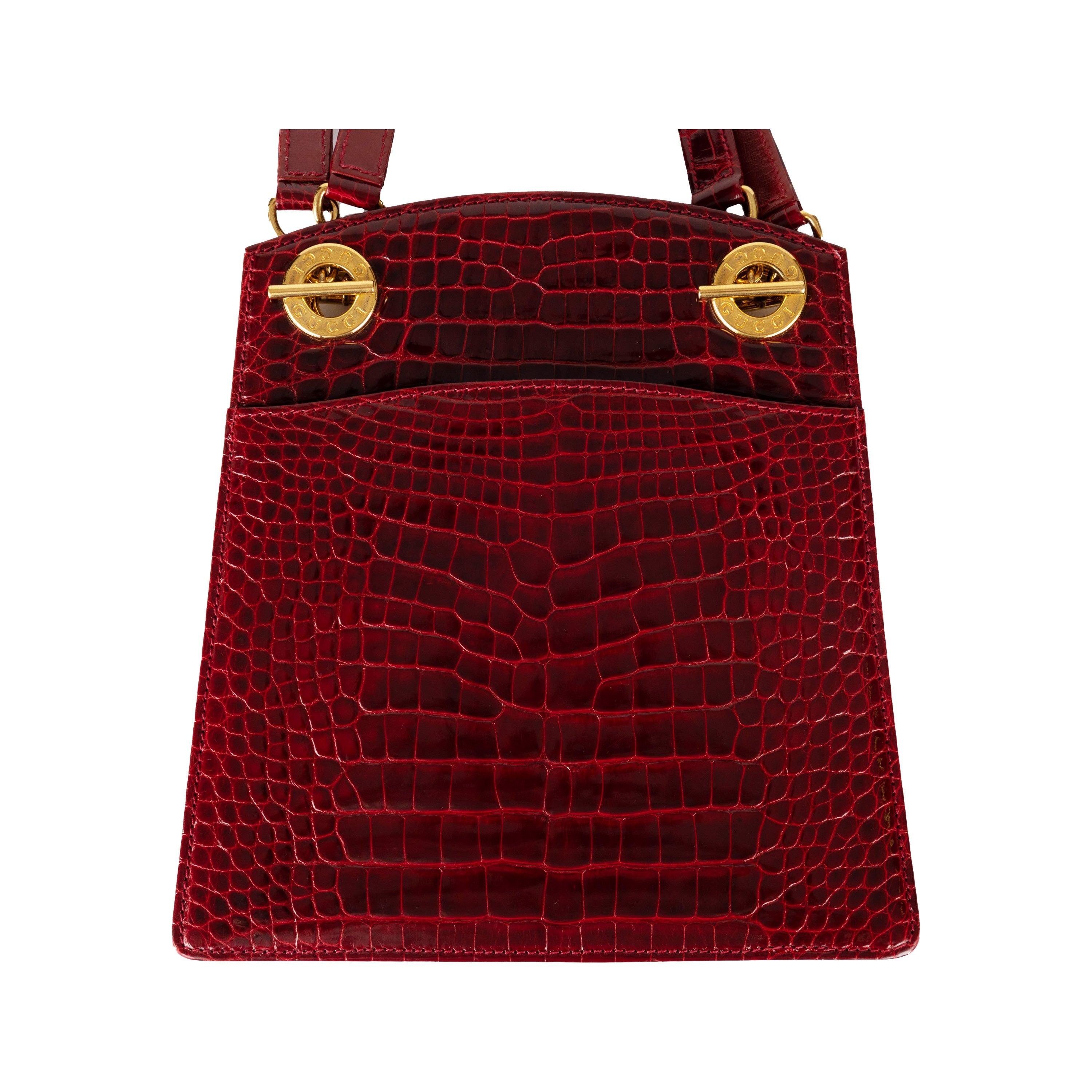 Gucci Vintage Exotische Leder-Umhängetasche aus Leder - 80er Jahre im Zustand „Hervorragend“ im Angebot in Milano, IT