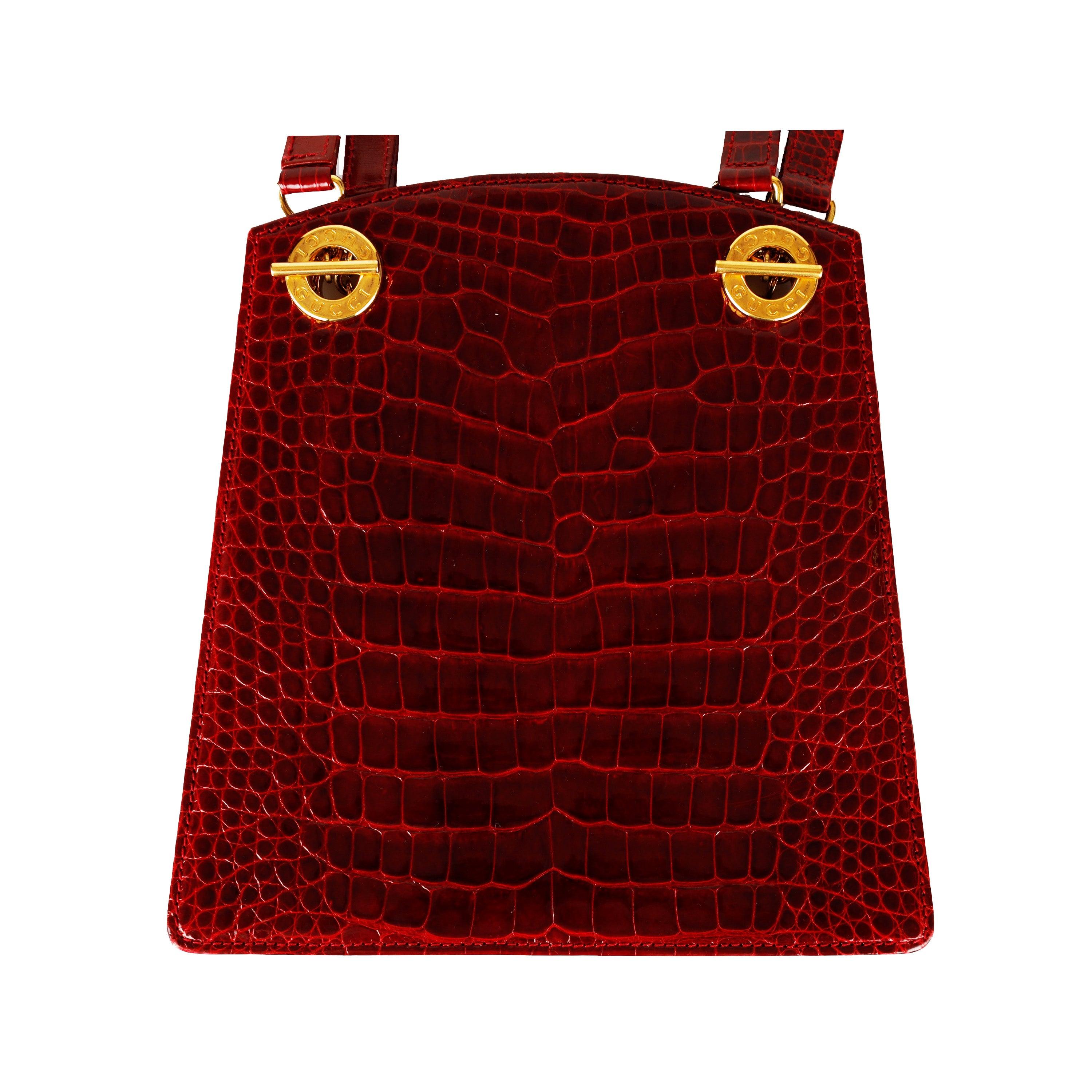 Gucci Vintage Exotische Leder-Umhängetasche aus Leder - 80er Jahre Damen im Angebot