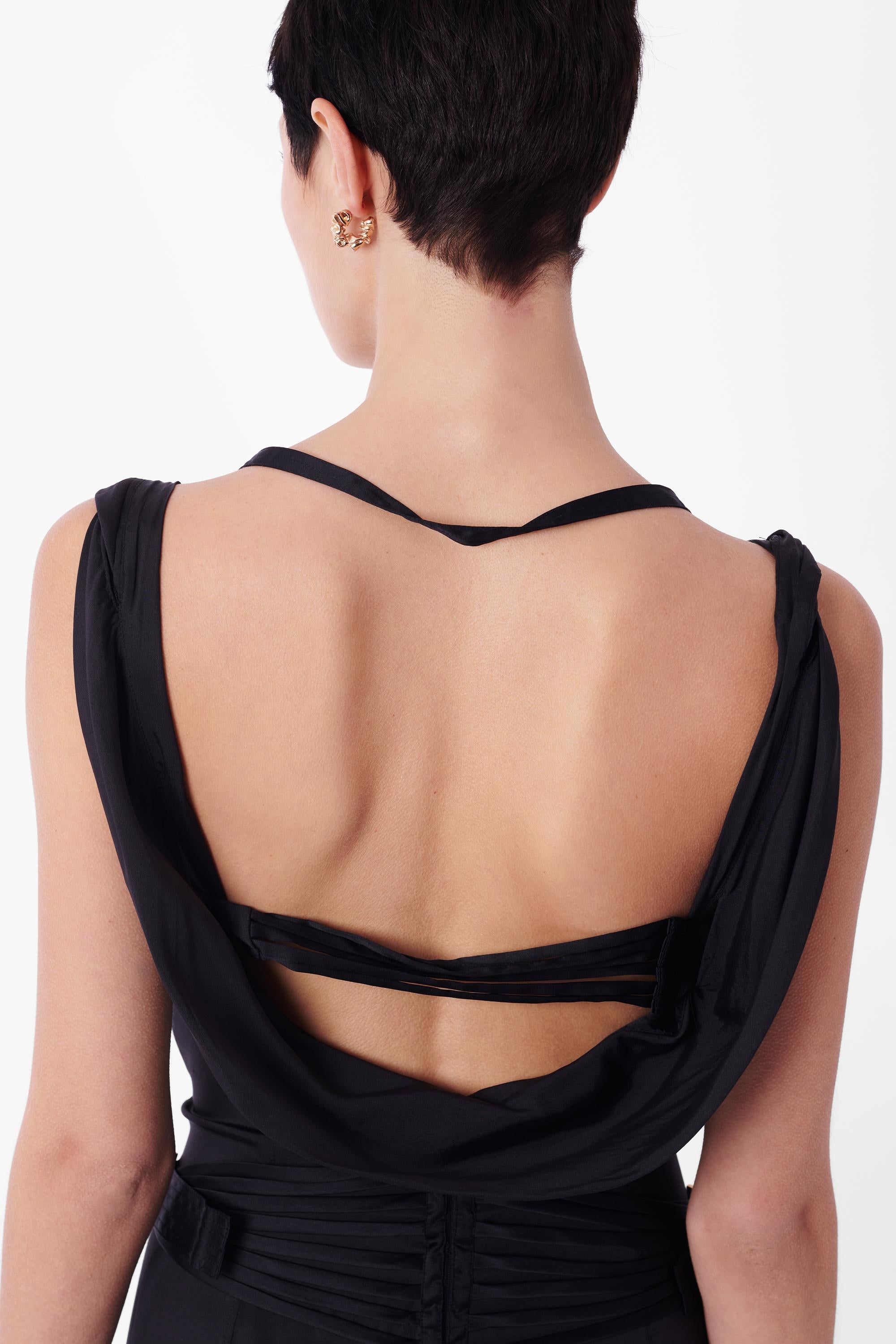 Gucci Vintage F/W 2003 Black Silk Bustier Dress In Excellent Condition For Sale In London, GB