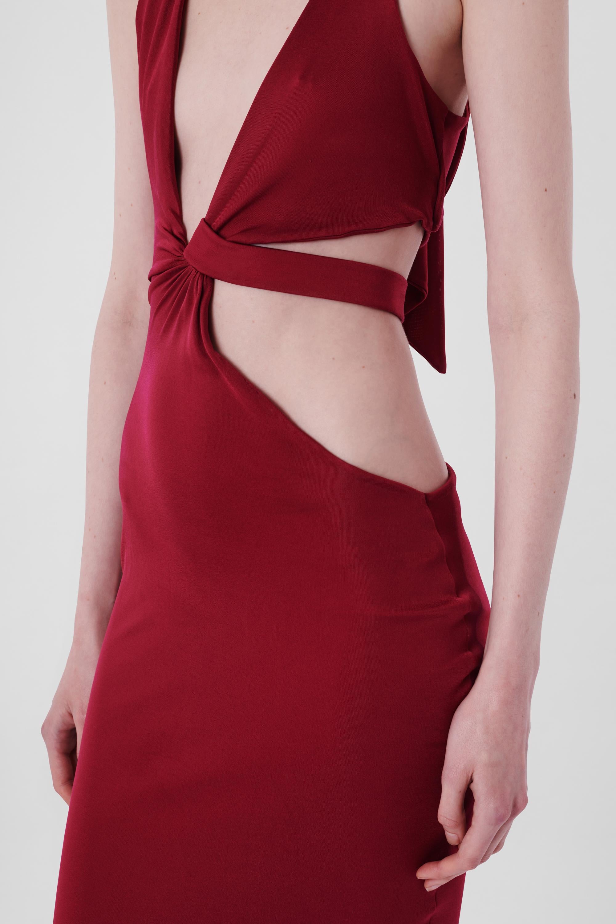 Red Gucci Vintage F/W 2004 Maroon Cutout Bodycon Dress