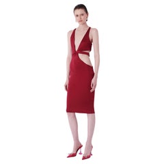 Gucci Vintage F/W 2004 Maroon Cutout Bodycon Dress